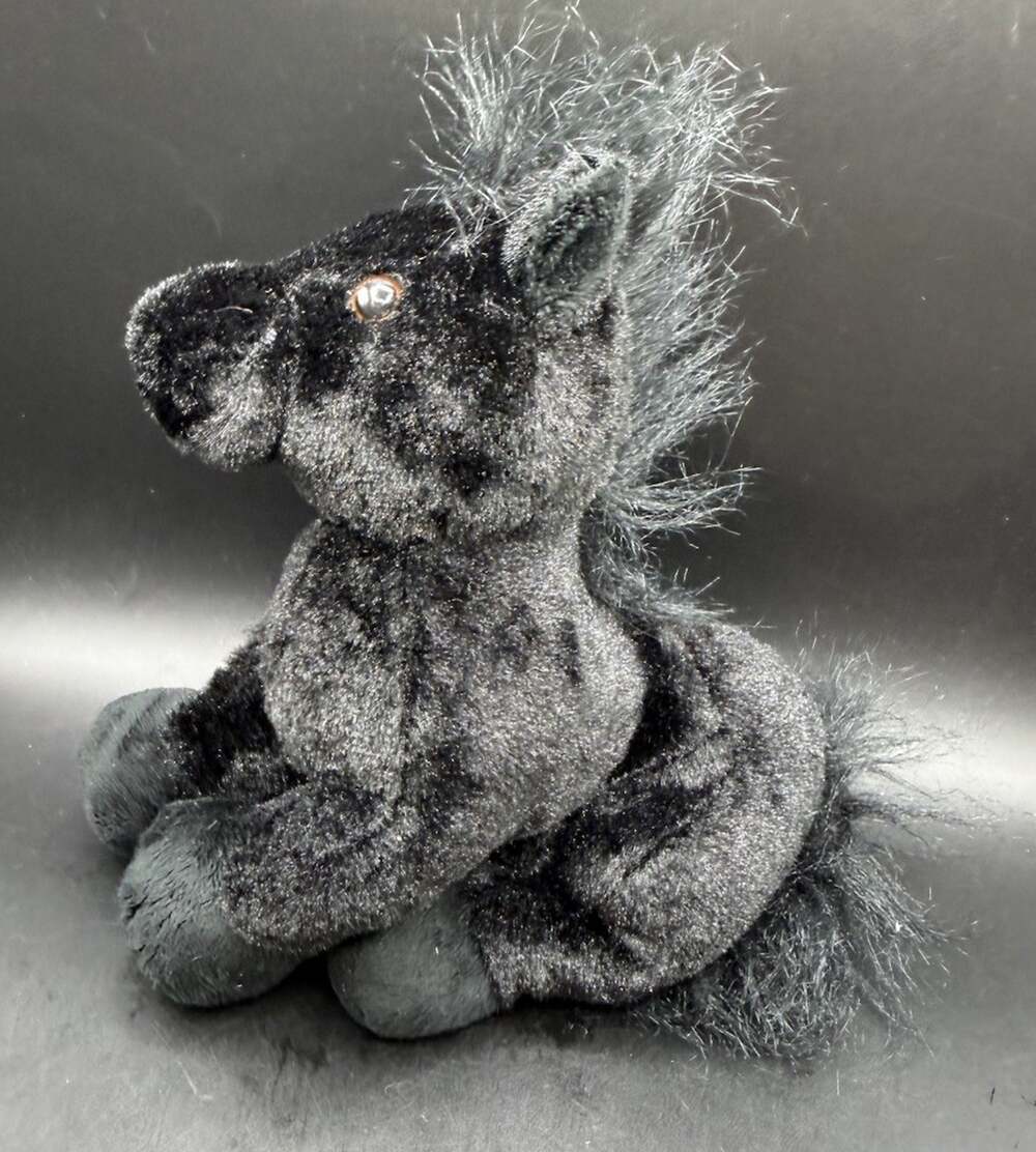 Ganz Webkinz Black Stallion Horse Plush Shimmer Fur Magic W Logo Clean No Code